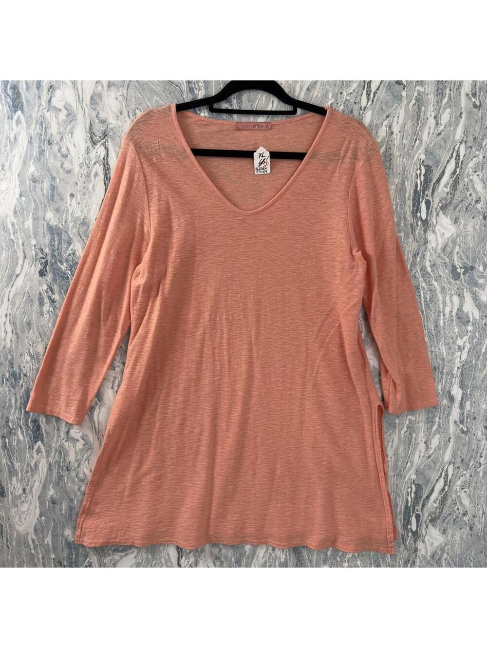 Designer Boho Peach V-Neck Tunic (M)